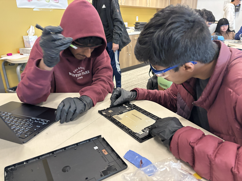 Students coding and programming